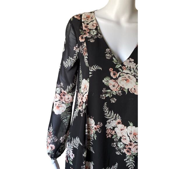 BCBGeneration Womens Size XS Long Sleeve Pleated V Neck Tunic Shift Mini Dress - Picture 8 of 11